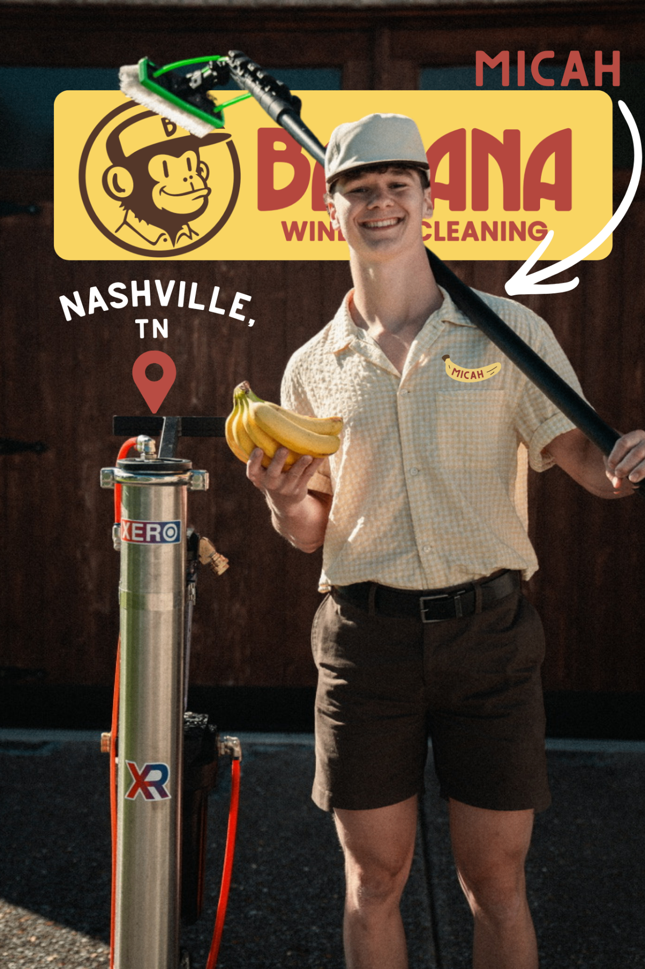 Micah in Nashville, TN with water-fed pole